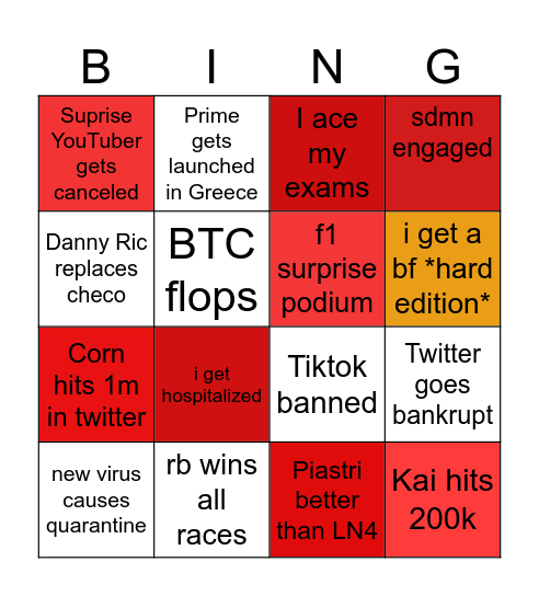 Bingo 2023 Bingo Card