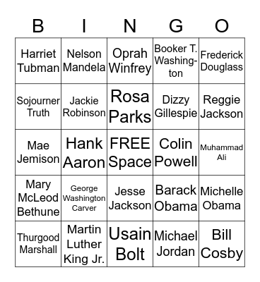 Celebrate Black History!!! Bingo Card