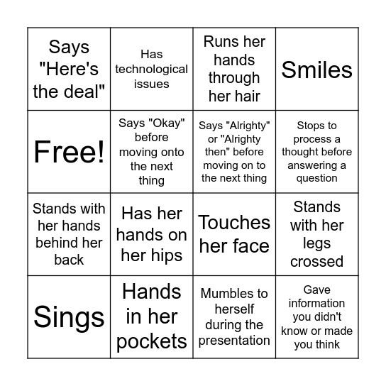 Marty's Presentation BINGO Card