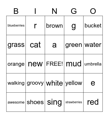 Pete the Cat Bingo Card