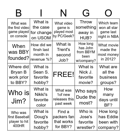 Best Buy Bingo (MISC) Bingo Card