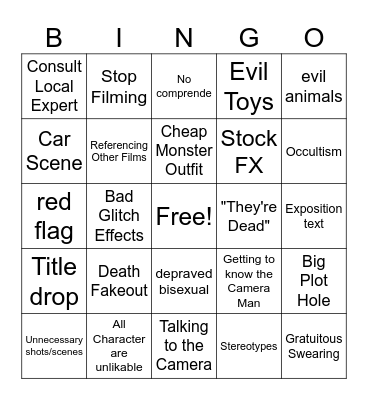 Found Footage Film Fest Bingo Card