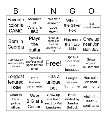 DSM Bingo Card