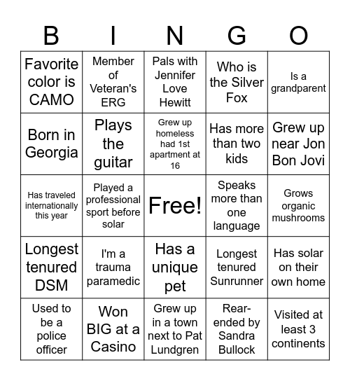 DSM Bingo Card