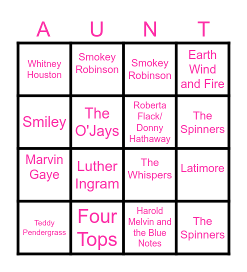 R&B Bingo Card