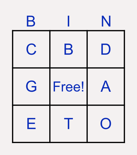 Letters bingo Card