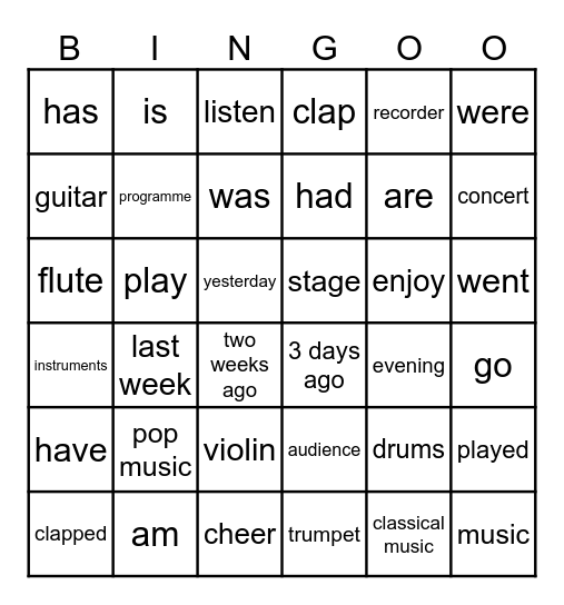 5th Grade Unit 2 vocabulary Bingo Card