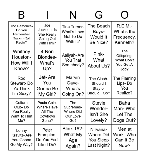 Total Quiz Trivia Presents Radio Bingo Questions Bingo Card