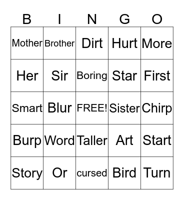 Bossy OR Bingo Card