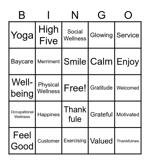 Blissful Bingo Card