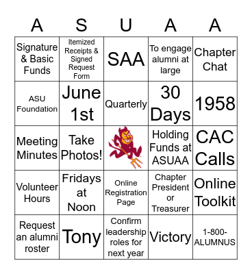 ASU ALUMNI BINGO Card