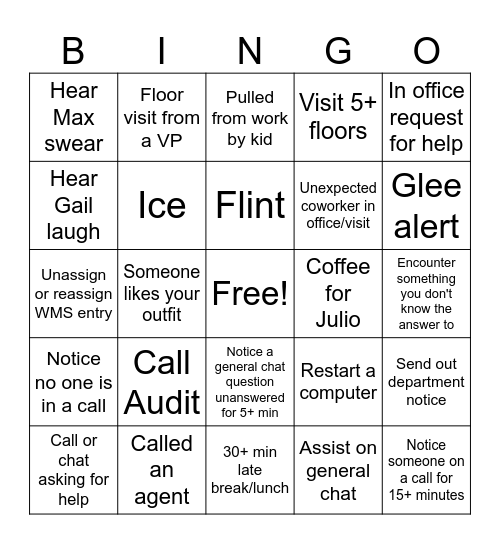 NB Quality Control Bingo Card