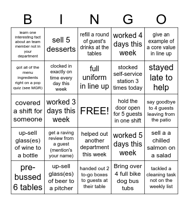 Customer Service Week Bingo Card