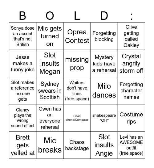 Bold of You to Assume I Can Die Bingo Card