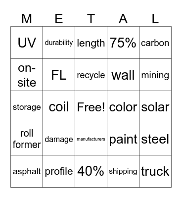 METAL Bingo Card