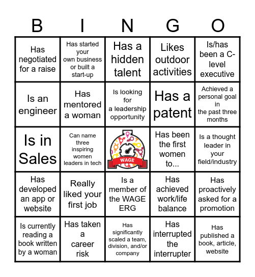 WAGE PRESENTS: EMEA Women's Summit Bingo Card