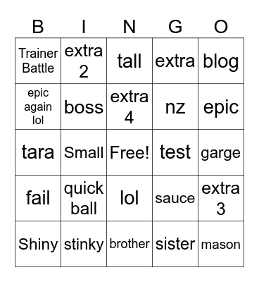 Pokemon Bingo Card