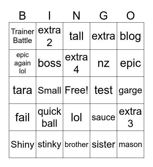 Pokemon Bingo Card