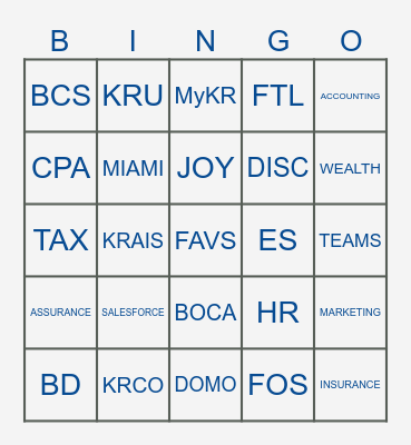 KAUFMAN ROSSIN 2023 Bingo Card