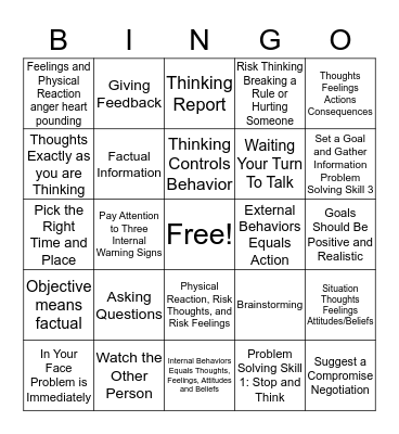 Thinking for a Change  Bingo Card