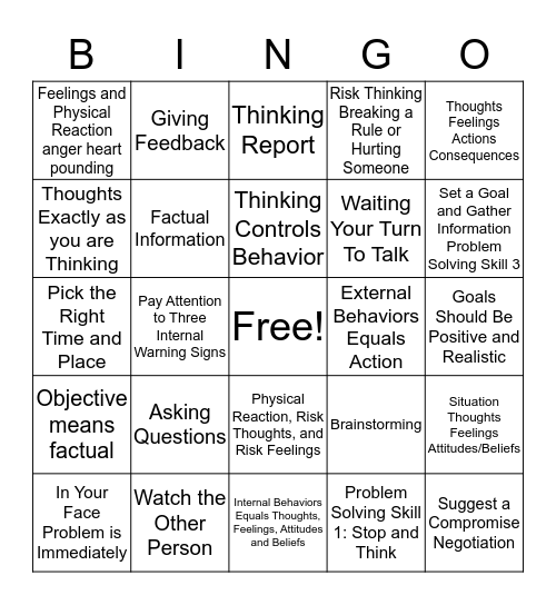 Thinking for a Change  Bingo Card