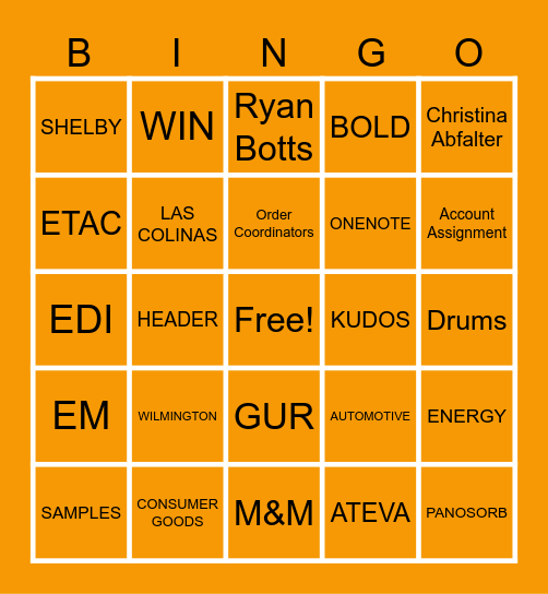 Celanese Virtual Bingo Card