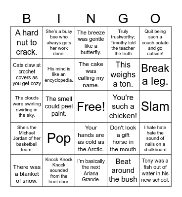 Figurative Language Bingo Card