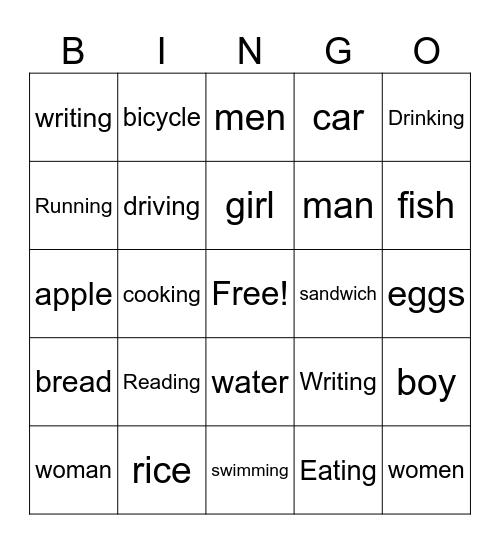 Unit 1 Vocab Bingo Card