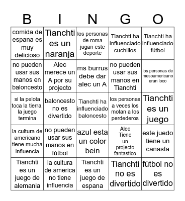 La projecta de Alec Bingo Card