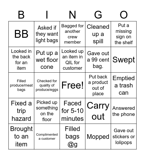 Customer experience Bingo Card