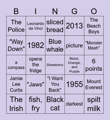 Mystery Bingo Card