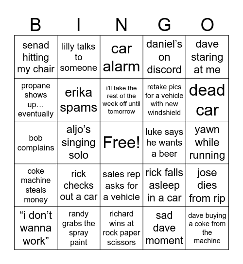 recon bingo Card