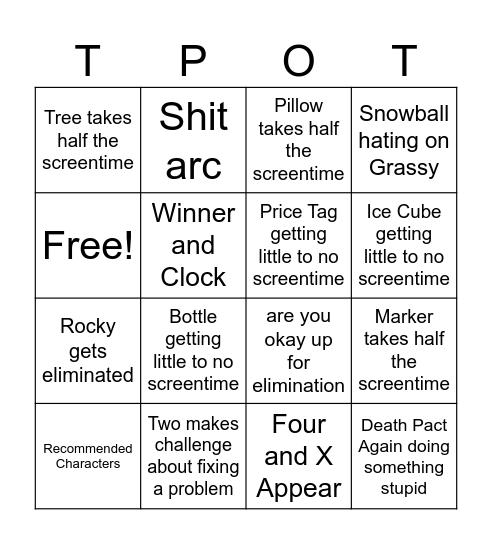 TPOT BINGO Card