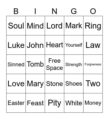 First Reconciliation Bingo Card