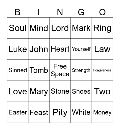 First Reconciliation Bingo Card