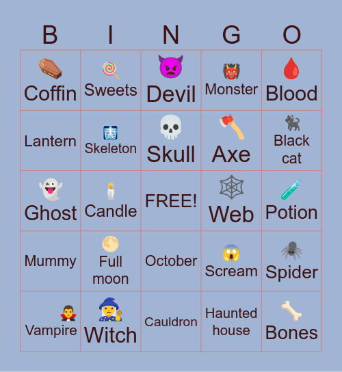 Halloween Bingo Card