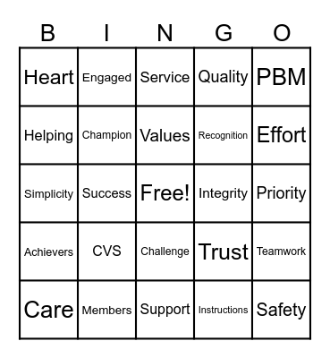 Customer Service Week Bingo Card