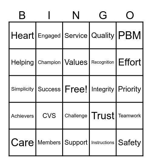 Customer Service Week Bingo Card