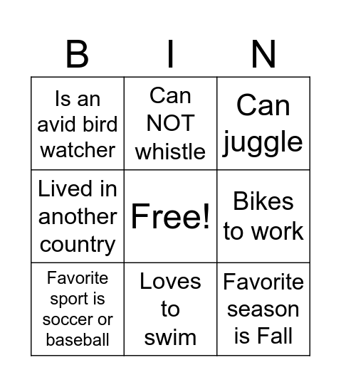 huhuuu Bingo Card
