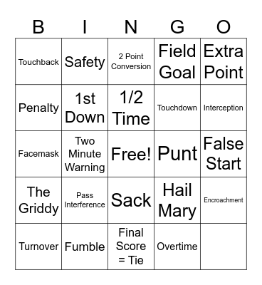 Football Bingo Card