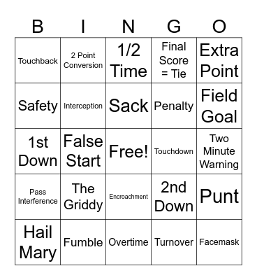 Football Bingo Card