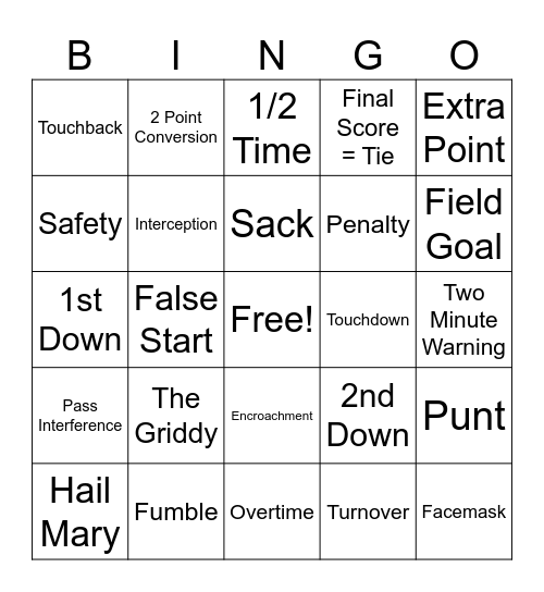 Football Bingo Card