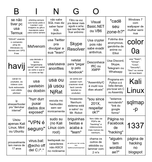 Bingo Lamer Bingo Card