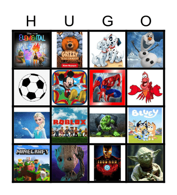 Hugo's Birthday Bingo Card