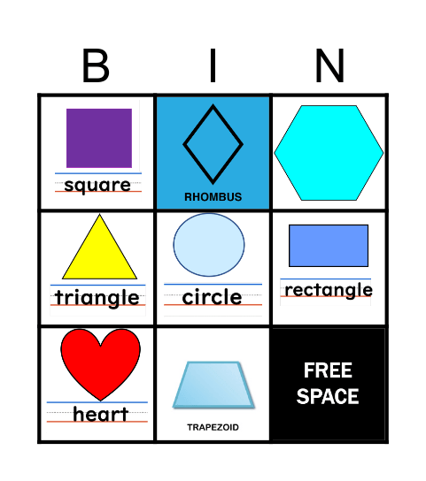 2-D Shapes Bingo Card