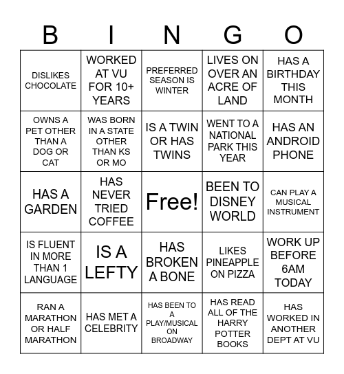 Untitled Bingo Card