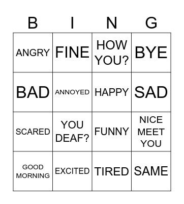 GREETINGS BINGO Card