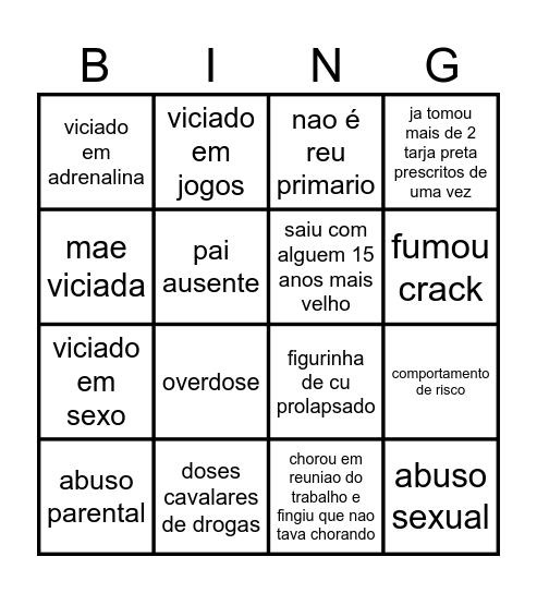 bingo de fudido Bingo Card
