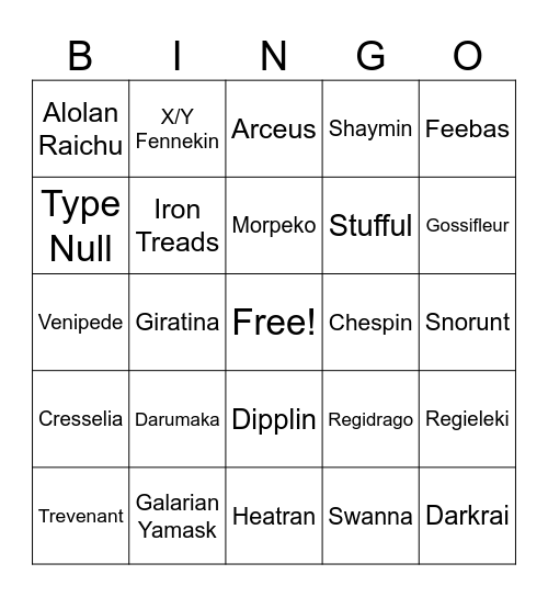 SHINY HUNTING BINGO 2023-2024 Bingo Card
