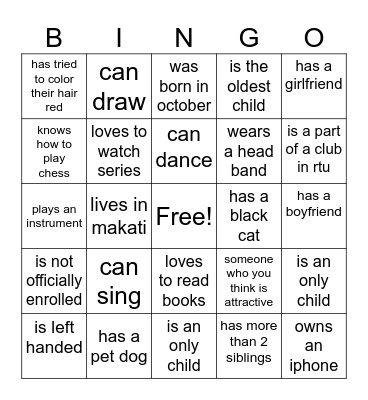 Human Bingo Card